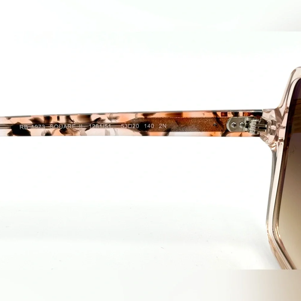 Ray-Ban 1281/51 Sunglasses transparent Brown Large Square Frame Rb1973 - Picture 11 of 12
